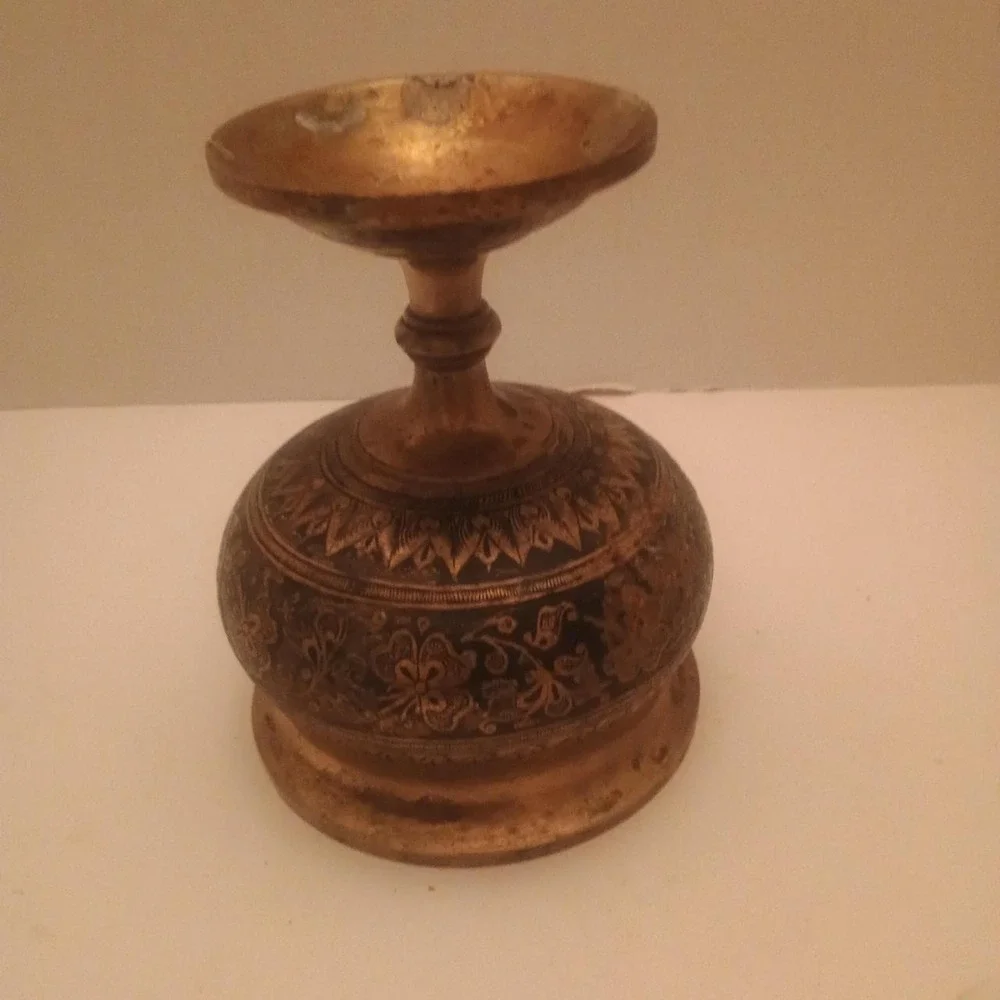 Vintage Copper Goblet With Etched Design